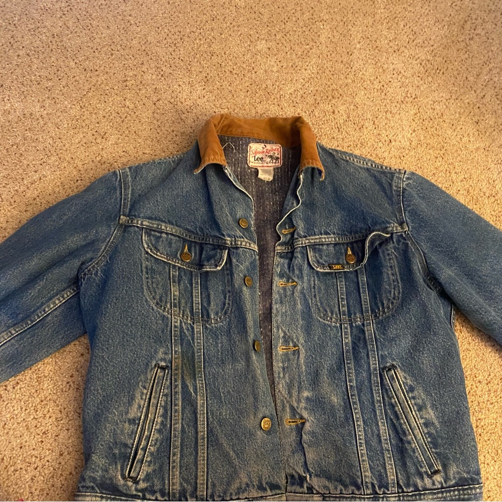 Lee Blue Denim Jacket with Brown Corduroy Collar